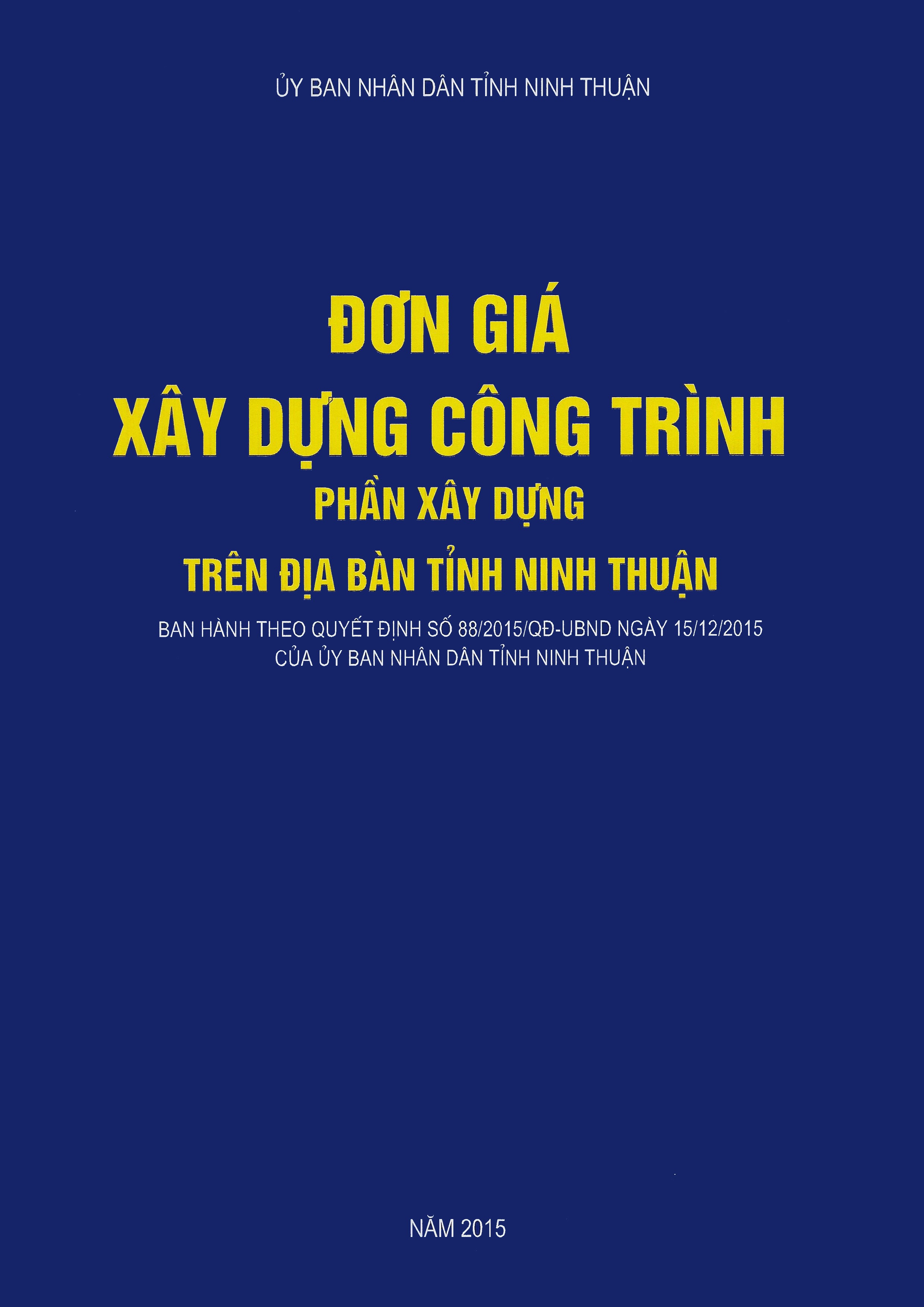 Công bố Đơn giá xây dựng công trình tỉnh Ninh Thuận năm 2015