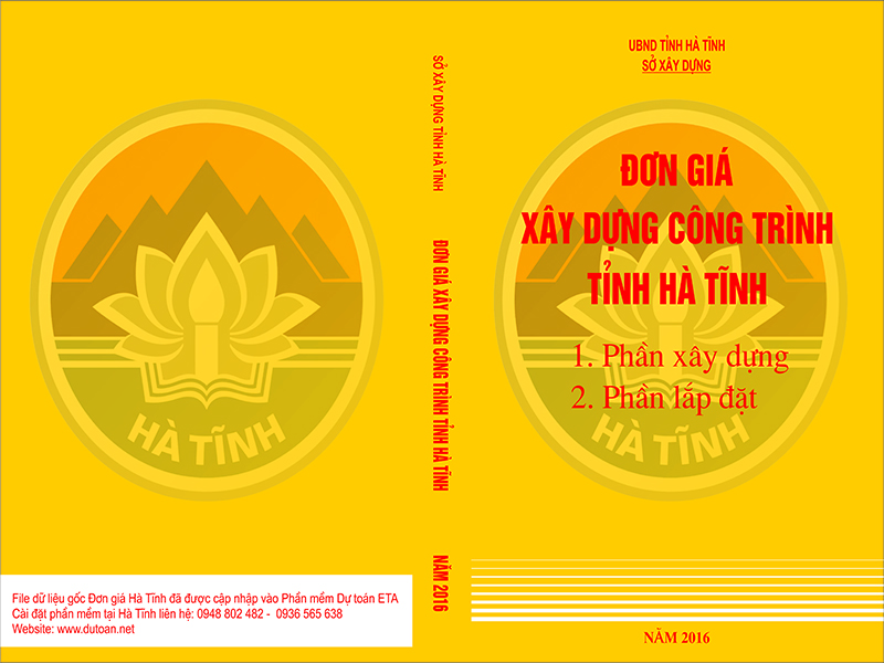 Công bố đơn giá xây dựng công trình tỉnh Hà Tĩnh năm 2016